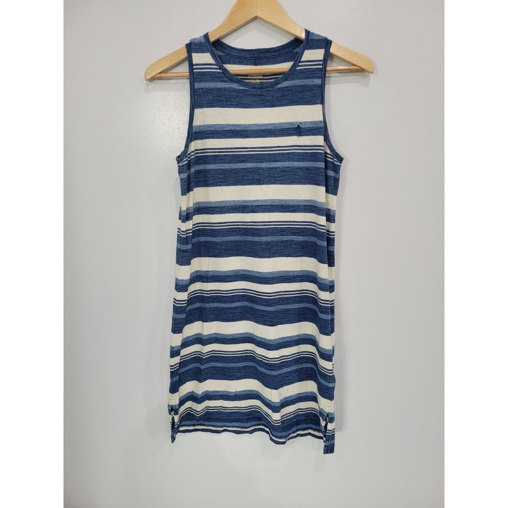 Polo Ralph Lauren Womens Blue White Striped Sleeveless Cotton Shift Dress S